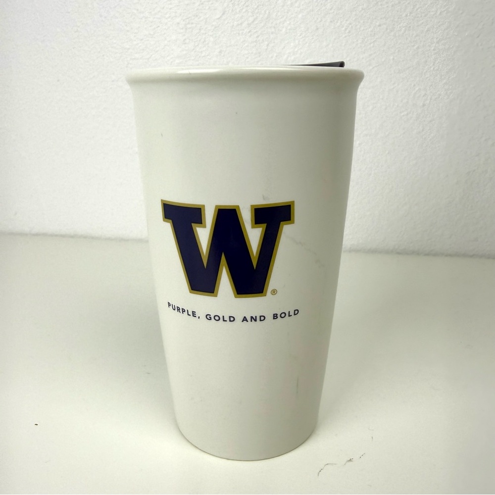 Starbucks University of Washington Ceramic Tumbler with Purple and Gold 'W' Logo